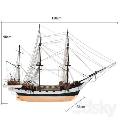 مدل سه بعدی دکوراتیو کشتی Beagle Sailboat