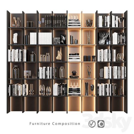 مدل سه بعدی  کتابخانه Furniture Composition 38