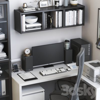 مدل سه بعدی میز و کمد اداری IKEA Office Workplace