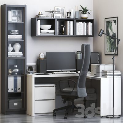 مدل سه بعدی میز و کمد اداری IKEA Office Workplace