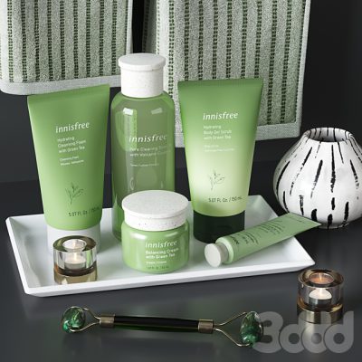 مدل سه بعدی دکوراتیو حمام Innisfree Green Tea Cosmetics Decor Set