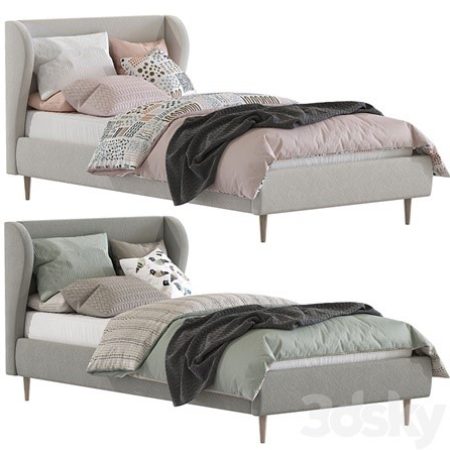 مدل سه بعدی تخت خواب Bed Wren Wingback Upholstered Bed