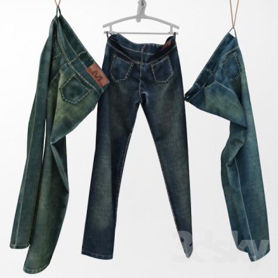 مدل سه بعدی لباس Jeans on a Hanger and Hook