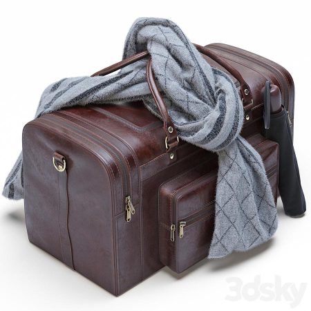 مدل سه بعدی کیف Leather Military Duffle Bag