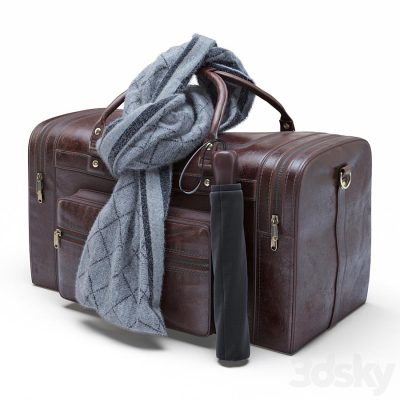 مدل سه بعدی کیف Leather Military Duffle Bag