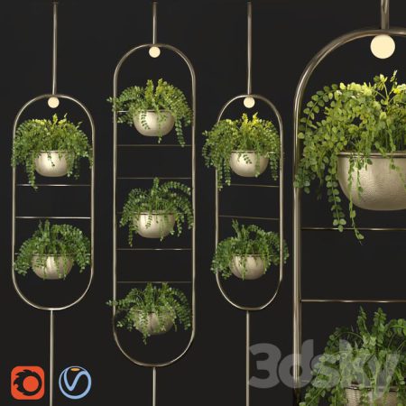 آبجکت گیاه Metal Hanging Lamp Indoor Plant Partition