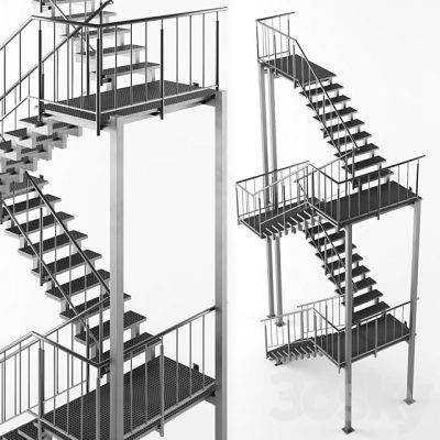 مدل سه بعدی پله Metal Outdoor Stair