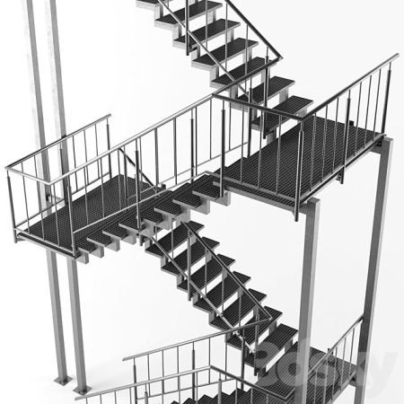 مدل سه بعدی پله Metal Outdoor Stair