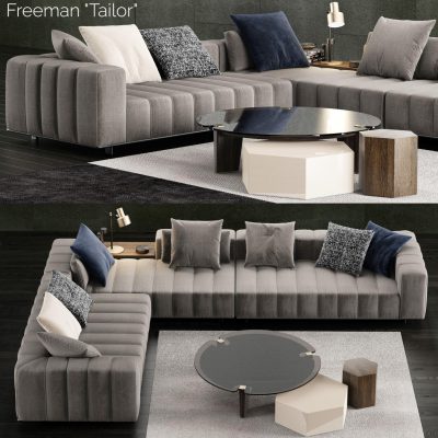 آبجکت مبلمان Minotti Freeman Tailor Sofa 2