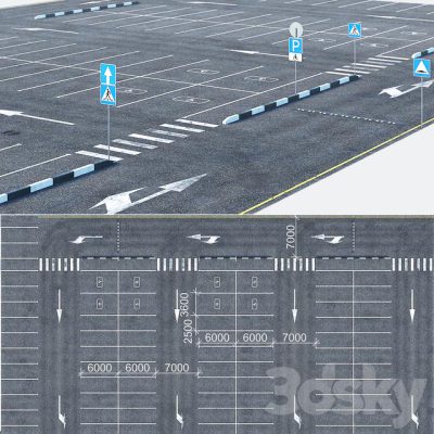 مدل سه بعدی پارکینگ عمومی Outdoor Car Park