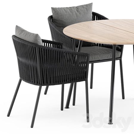 آبجکت میز نهارخوری Porto Dining Chair by Burkedecor and Agave Table by Ethimo