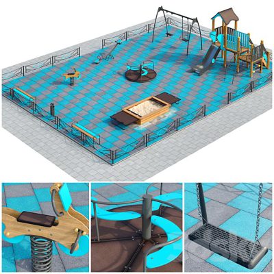 مدل سه بعدی زمین بازی کودک Stylish Turquoise Playground