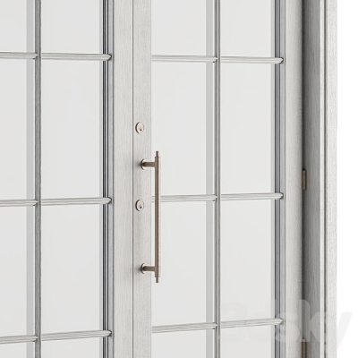 آبجکت درب White Wooden Vintage Glass Door Set 19
