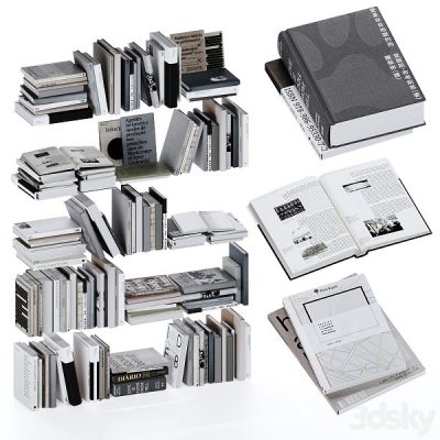 مدل سه بعدی کتاب Gray and White Books Set Vol4