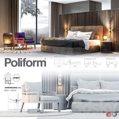 مدل سه بعدی تخت خواب PoliformInterior07