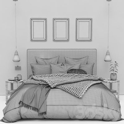 مدل سه بعدی تخت خواب RALEIGH SQUARE TALL STORAGE BED from Pottery Barn