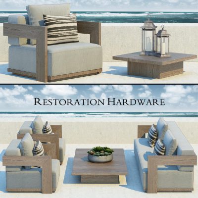 آبجکت مبلمان Restoration Hardware Milano teak sofa