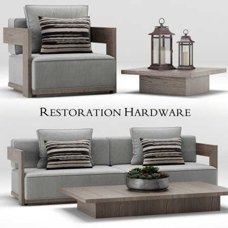 آبجکت مبلمان Restoration Hardware Milano teak sofa