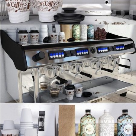 مدل سه بعدی قهوه ساز Expobar 4 Group Megacrem Coffee Machine