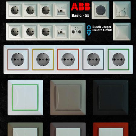 مدل سه بعدی کلید پریز ABB Basic-55