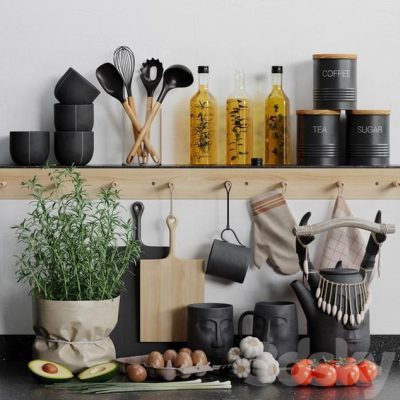 مدل سه بعدی دکوراتیو آشپزخانه Decorative kitchen set 03