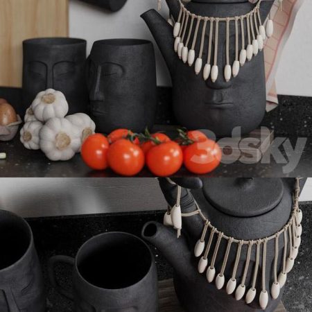 مدل سه بعدی دکوراتیو آشپزخانه Decorative kitchen set 03
