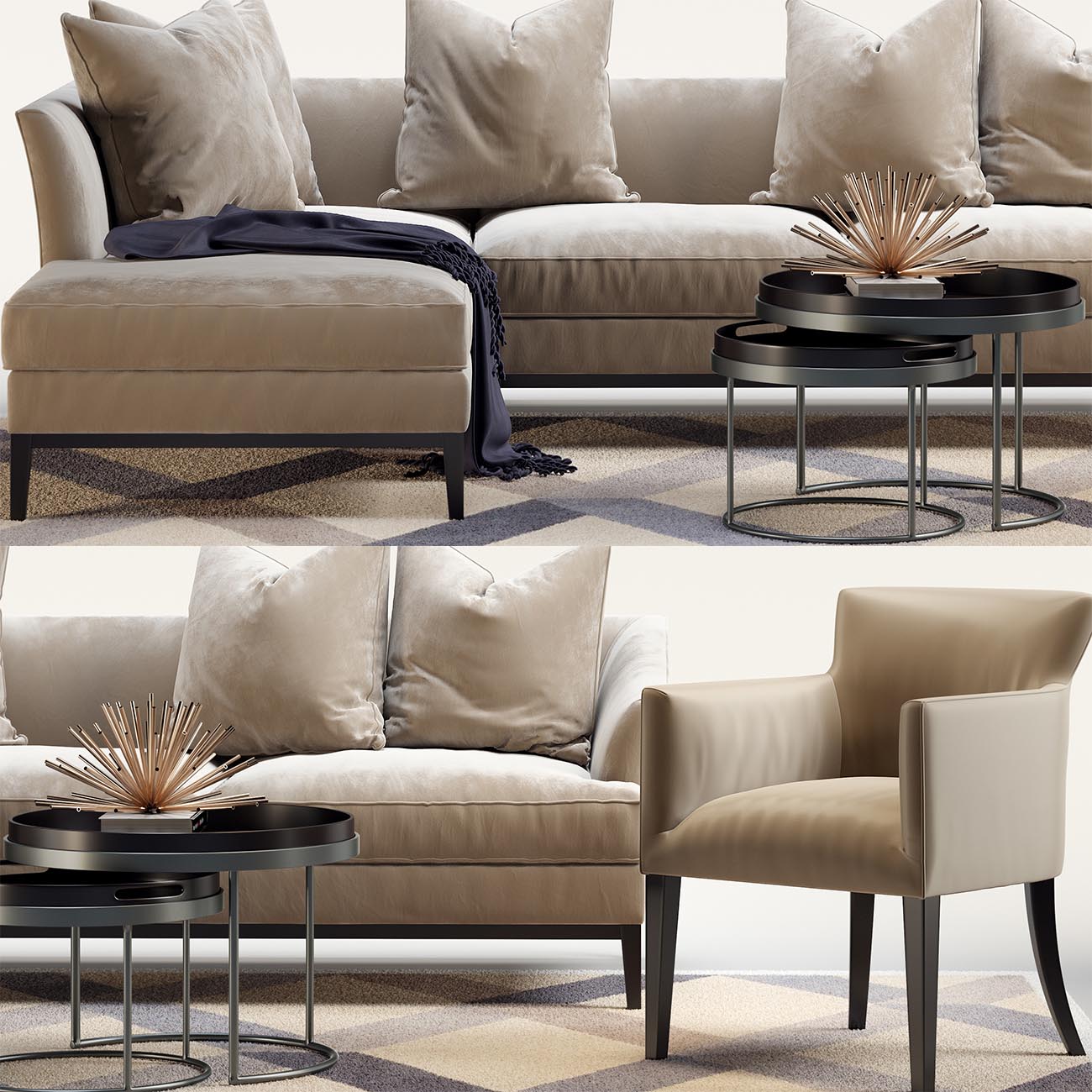 دانلود آبجکت مبلمان The sofa and chair company set 2 بانک مدل آبجکت و