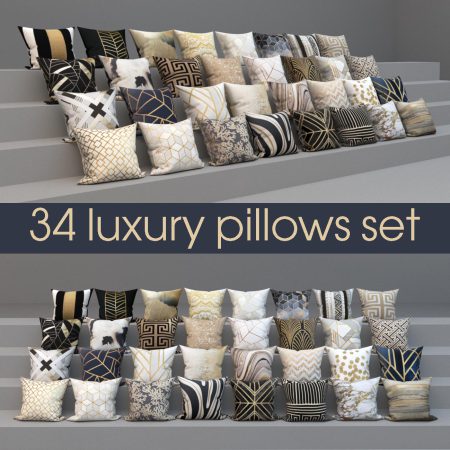 مدل سه بعدی کوسن Set of luxury 34 pillows, set of 34 pillows