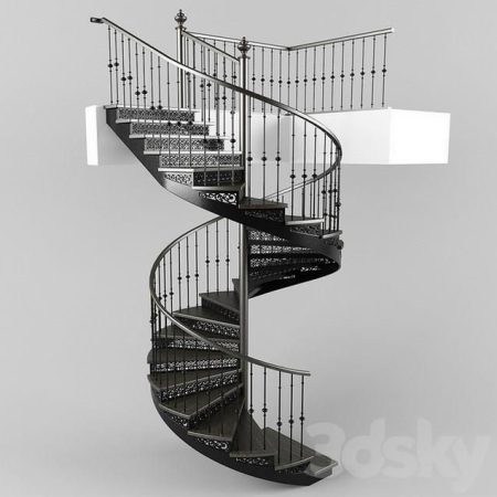 مدل سه بعدی پله Spiral staircase