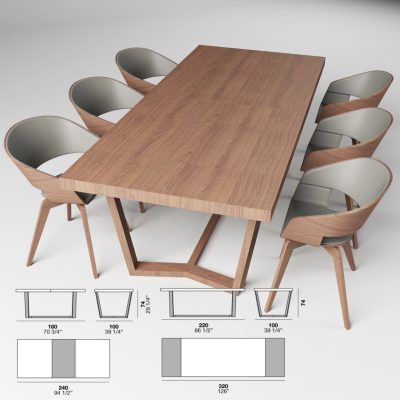 آبجکت میز و صندلی Table + Chair (Alf -CARTESIO 2.0 + COSTANZA)