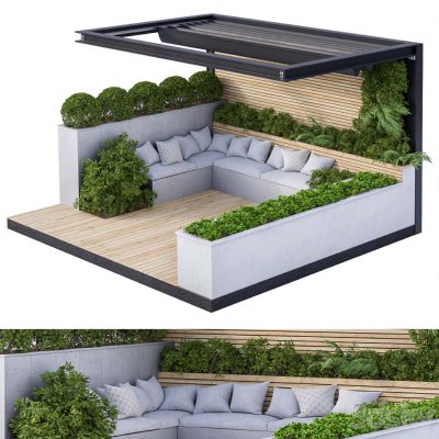 آبجکت آلاچیق Garden and Landscape Furniture with Pergola 02