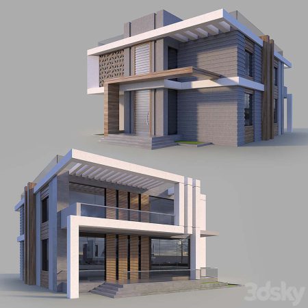 مدل سه بعدی نما خارجی ساختمان Modern Villa 2