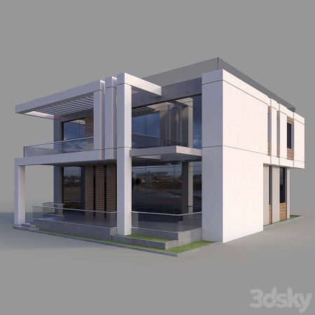 مدل سه بعدی نما خارجی ساختمان Modern Villa 2