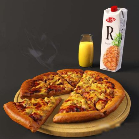 مدل سه بعدی پیتزا Pizza and Pineapple Juice