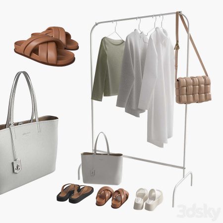 مدل سه بعدی لباس Set of clothes, shoes and bag
