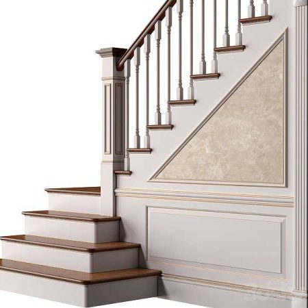 مدل سه بعدی پله Stair in A Classic Style