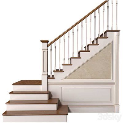 مدل سه بعدی پله Stair in A Classic Style