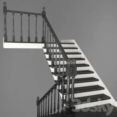 مدل سه بعدی پله Two-staircase staircase 2 version