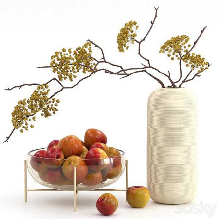 آبجکت گلدان و میوه Vase With Apples 1