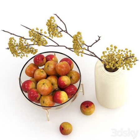 آبجکت گلدان و میوه Vase With Apples 1
