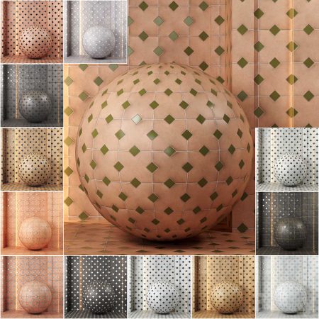 مدل سه بعدی کاشی 4k 13color Equipe kasbah ceramics material & texture Set 01