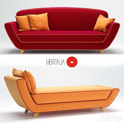 آبجکت مبلمان A sofa and chaise longue by Minah Meritalia