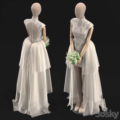 مدل سه بعدی لباس عروس Wedding Dress 02