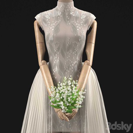 مدل سه بعدی لباس عروس Wedding Dress 02