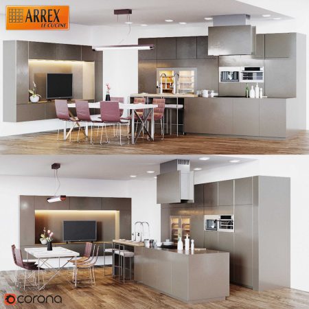 مدل سه بعدی آشپزخانه Kitchen Arrex Opale