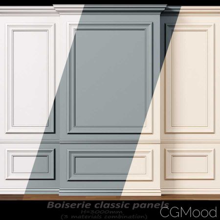 مدل سه بعدی گچ بری Wall Molding 10 Boiserie Classic Panels