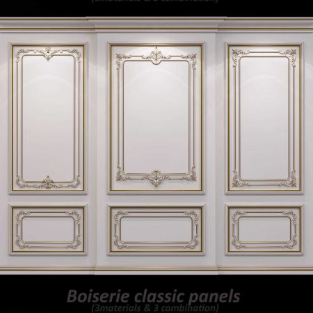 مدل سه بعدی گچ بری Wall molding 21 Boiserie classic panels