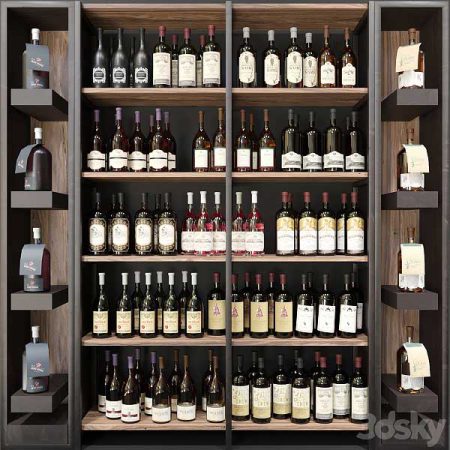 مدل سه بعدی بار Wine Cabinet With Collection Wine 9