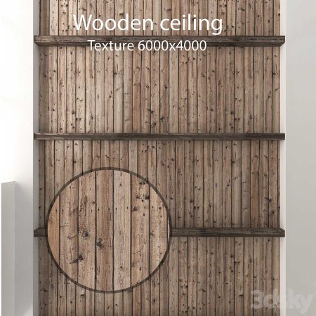 دانلود آبجکت متریال چوب Wooden ceiling with beams 21