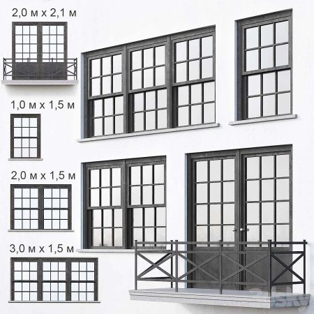 مدل سه بعدی پنجره Black loft windows